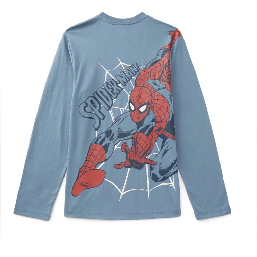 Marvel Spider-Man Boys XL 14/16 Long Sleeve Graphic Tee Blue‎ Amazing Spider-Man